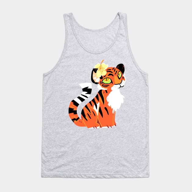 Tiger with a Flower Tank Top by sky665